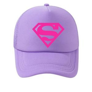 Light Purple Hat, Super Woman Logo, Adjustable Trucker Hat, Super Hero Hat